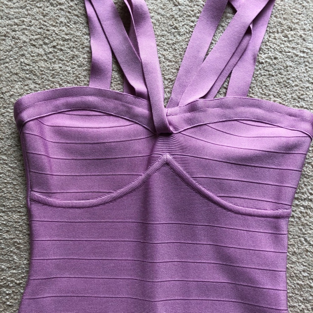 Marciano Clementine Halter Bandage Dress Lavender Purple Pink Strap Fitted S New - Picture 3 of 9